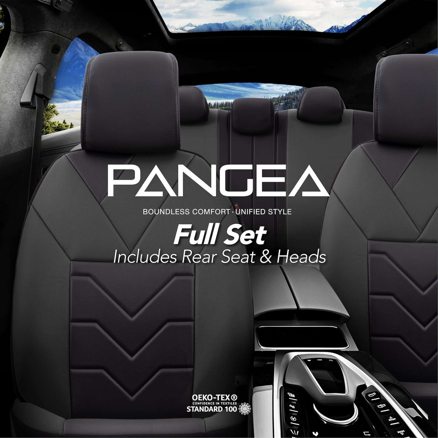 Sada luxusního čalounění Pangea – Ekologická kůže, černá/šedá, pro přední a zadní sedadla