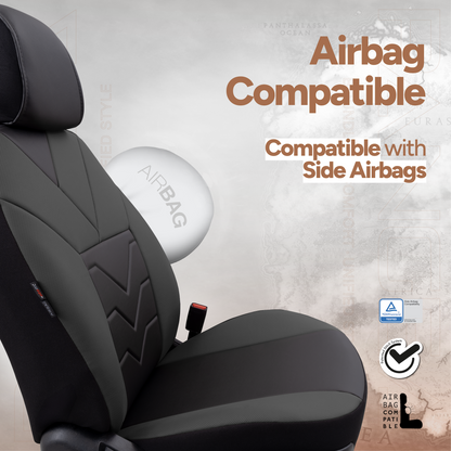 Sada luxusního čalounění Pangea – Ekologická kůže, černá/šedá, pro přední a zadní sedadla