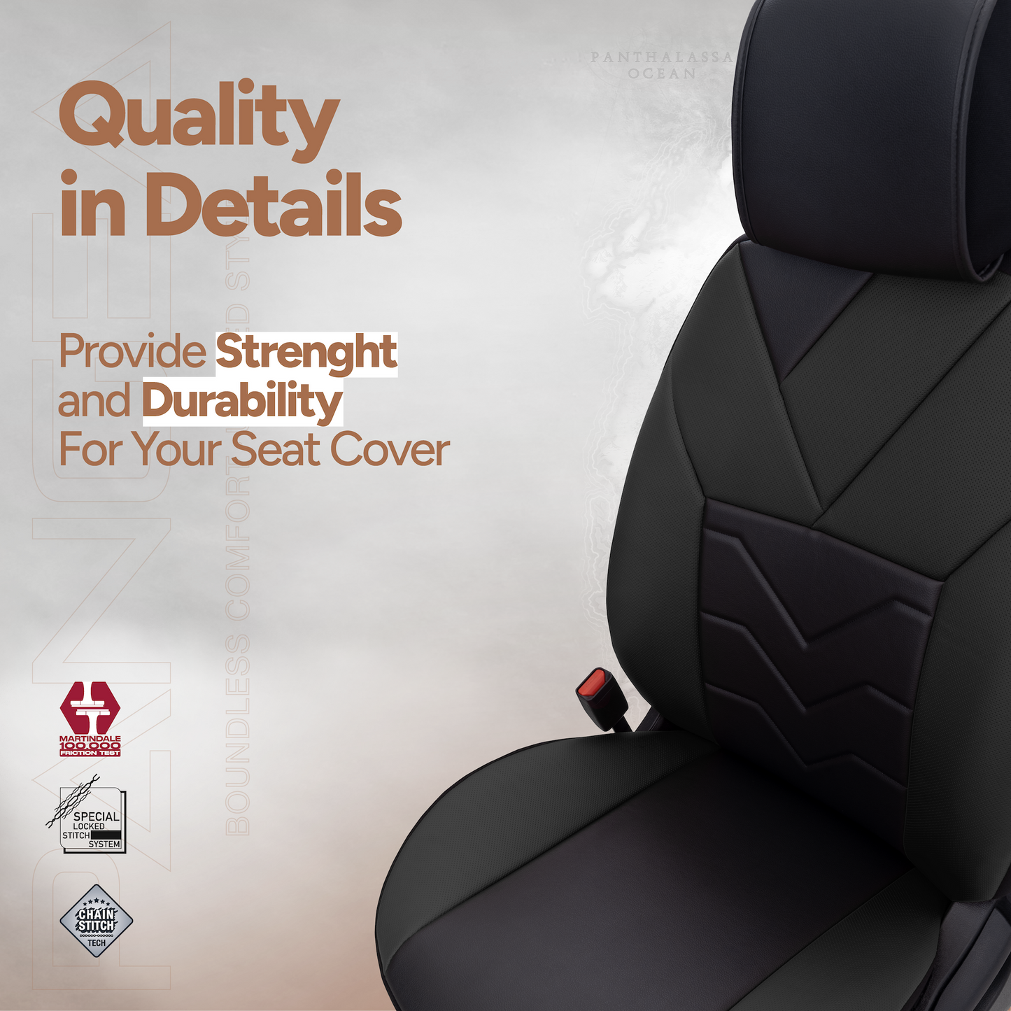 Sada luxusního čalounění Pangea – ekologická kůže, černá, pro přední a zadní sedadla