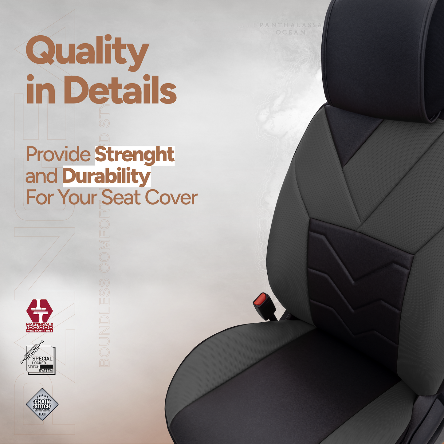 Sada luxusního čalounění Pangea – Ekologická kůže, černá/šedá, pro přední a zadní sedadla