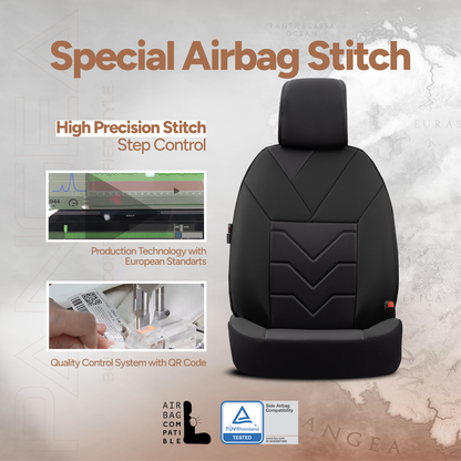 Sada luxusního čalounění Pangea – ekologická kůže, černá, pro přední a zadní sedadla