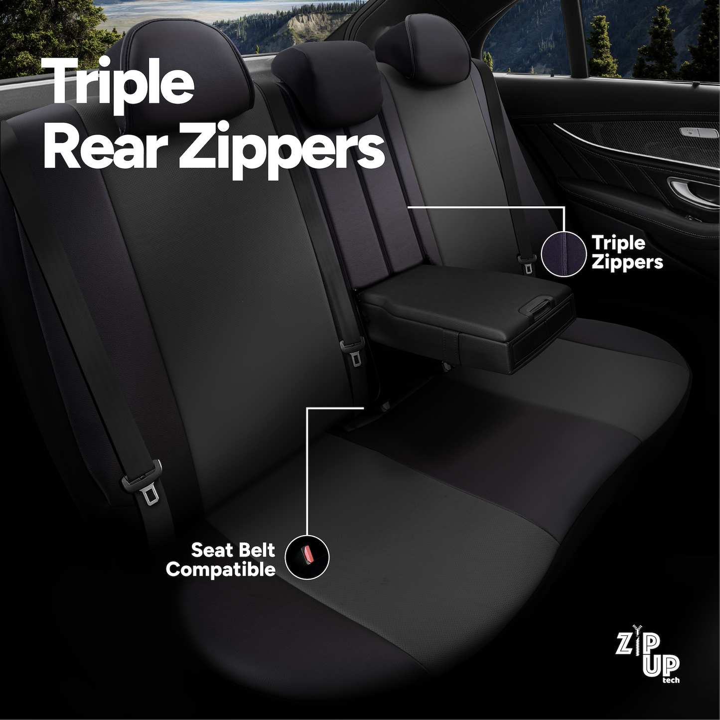 Sada luxusního čalounění Pangea – Ekologická kůže, černá/šedá, pro přední a zadní sedadla