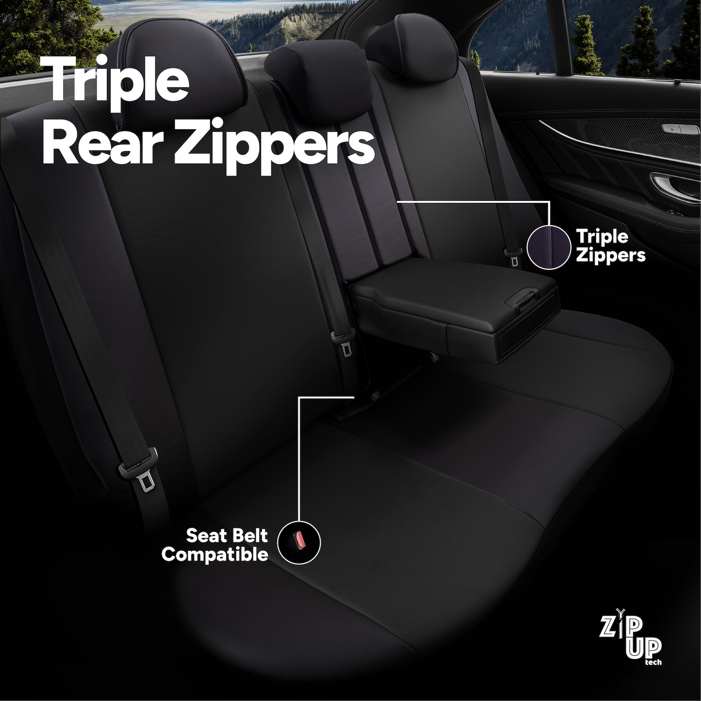 Sada luxusního čalounění Pangea – ekologická kůže, černá, pro přední a zadní sedadla