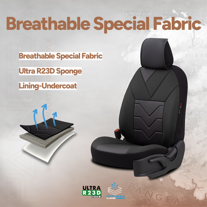 Sada luxusního čalounění Pangea – ekologická kůže, černá, pro přední a zadní sedadla