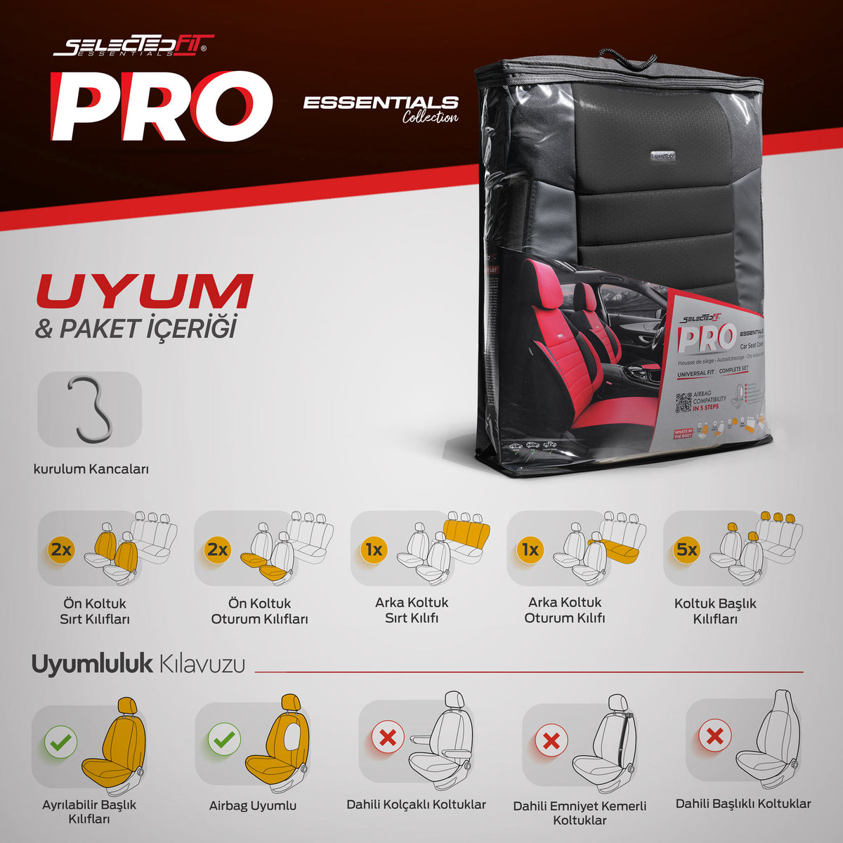 Potahový set Selectedfit Pro 101 – černý, pro přední a zadní sedadla