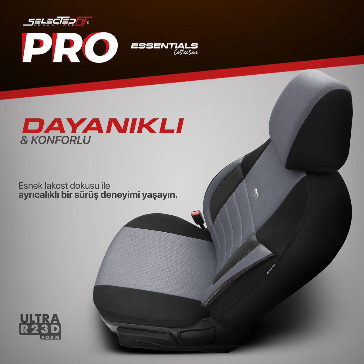 Sada potahů Selectedfit Pro 102 – černošedá, pro přední a zadní sedadla