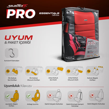 Sada potahů Selectedfit Pro 104 – černá/červená, pro přední a zadní sedadla