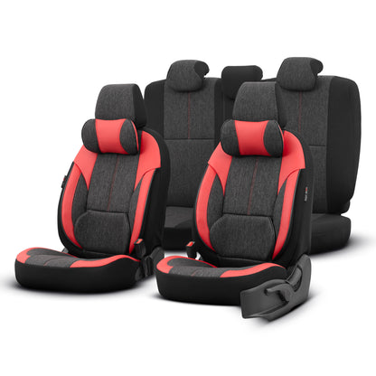 Sada ergonomických potahů Voyager – černá/červená, textil, pro přední a zadní sedadla