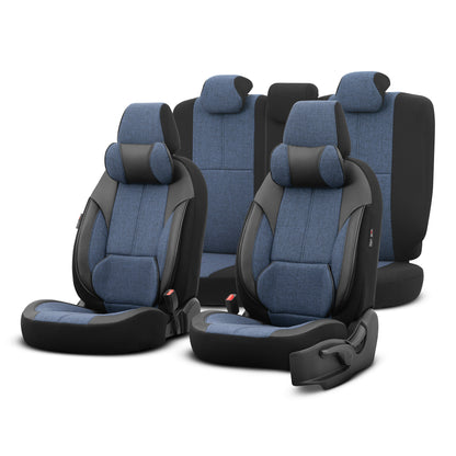 Sada ergonomického čalounění Voyager – černá/modrá, textil, pro přední a zadní sedadla