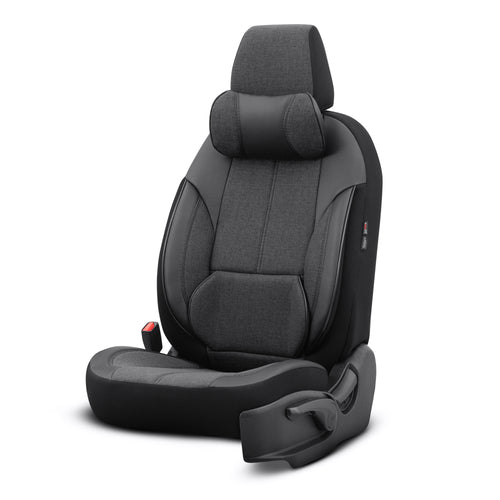 Sada Ergonomické Čalounění Voyager – Černá, Textil, pro Přední a Zadní Sedačky