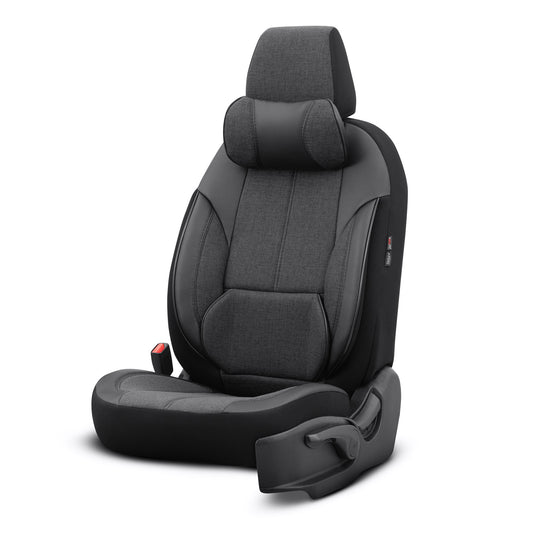 Sada Ergonomické Čalounění Voyager – Černá, Textil, pro Přední a Zadní Sedačky