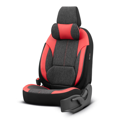 Sada ergonomických potahů Voyager – černá/červená, textil, pro přední a zadní sedadla