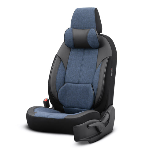 Sada ergonomického čalounění Voyager – černá/modrá, textil, pro přední a zadní sedadla