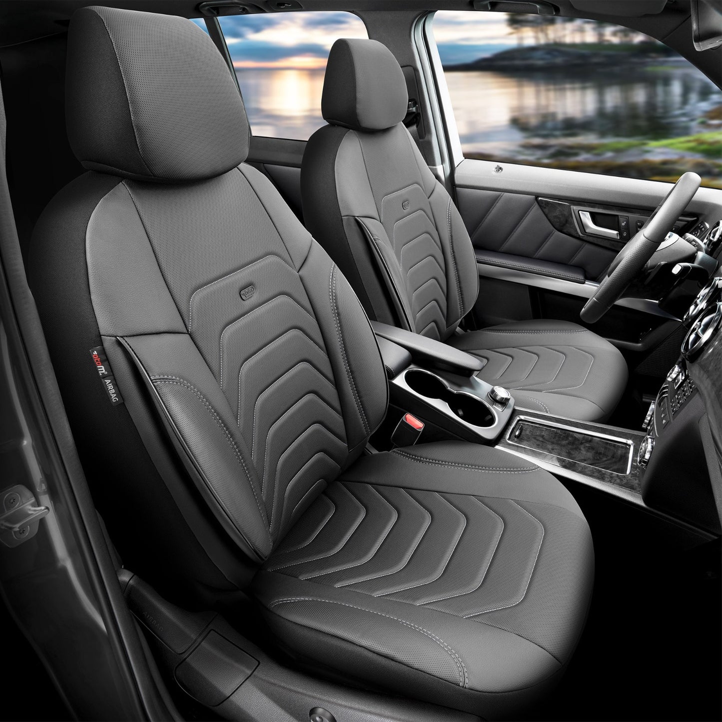 Sada luxusního čalounění Core – děrovaná eko kůže, černá, pro přední a zadní sedadla