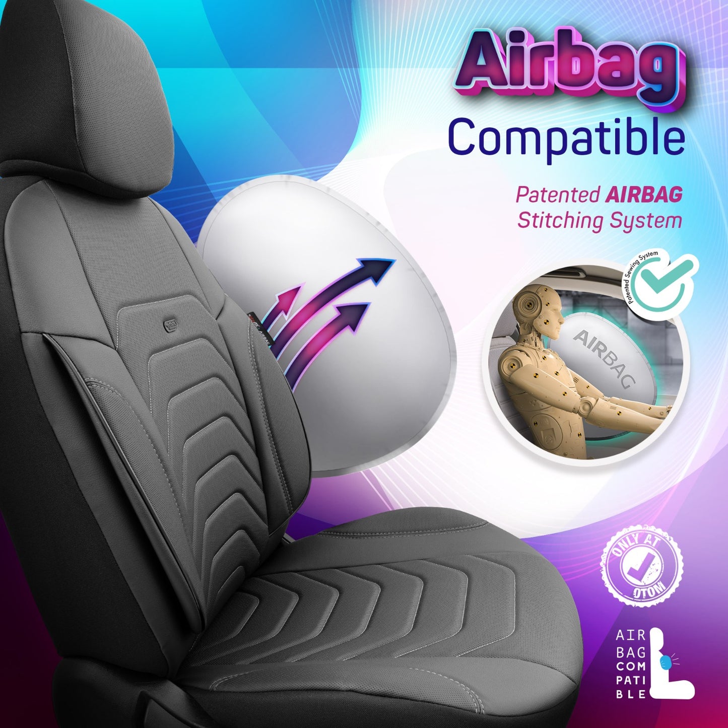 Sada luxusního čalounění Core – děrovaná eko kůže, černá, pro přední a zadní sedadla