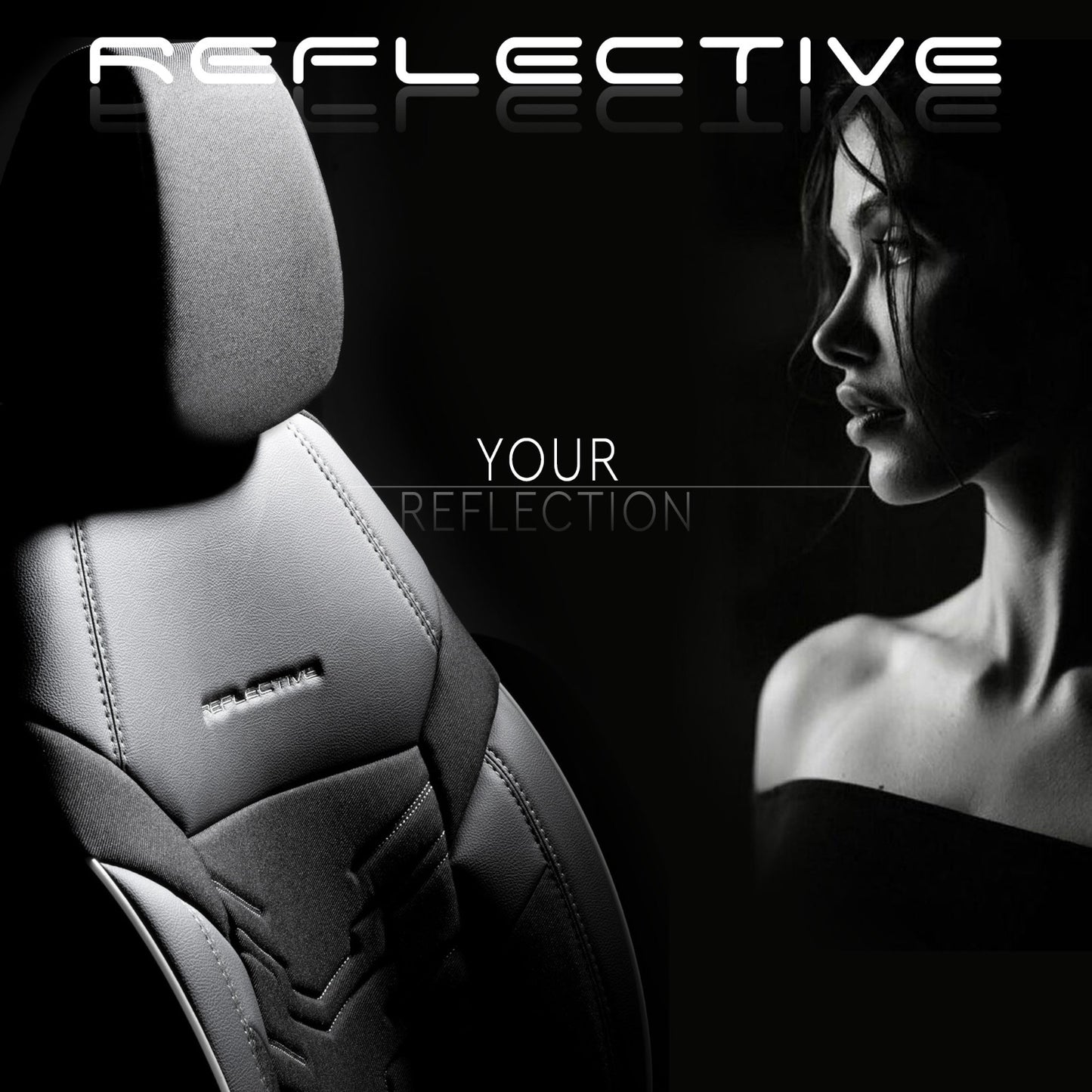 Sada potahů Reflective – černá, textil s eko kůží, pro přední a zadní sedadla