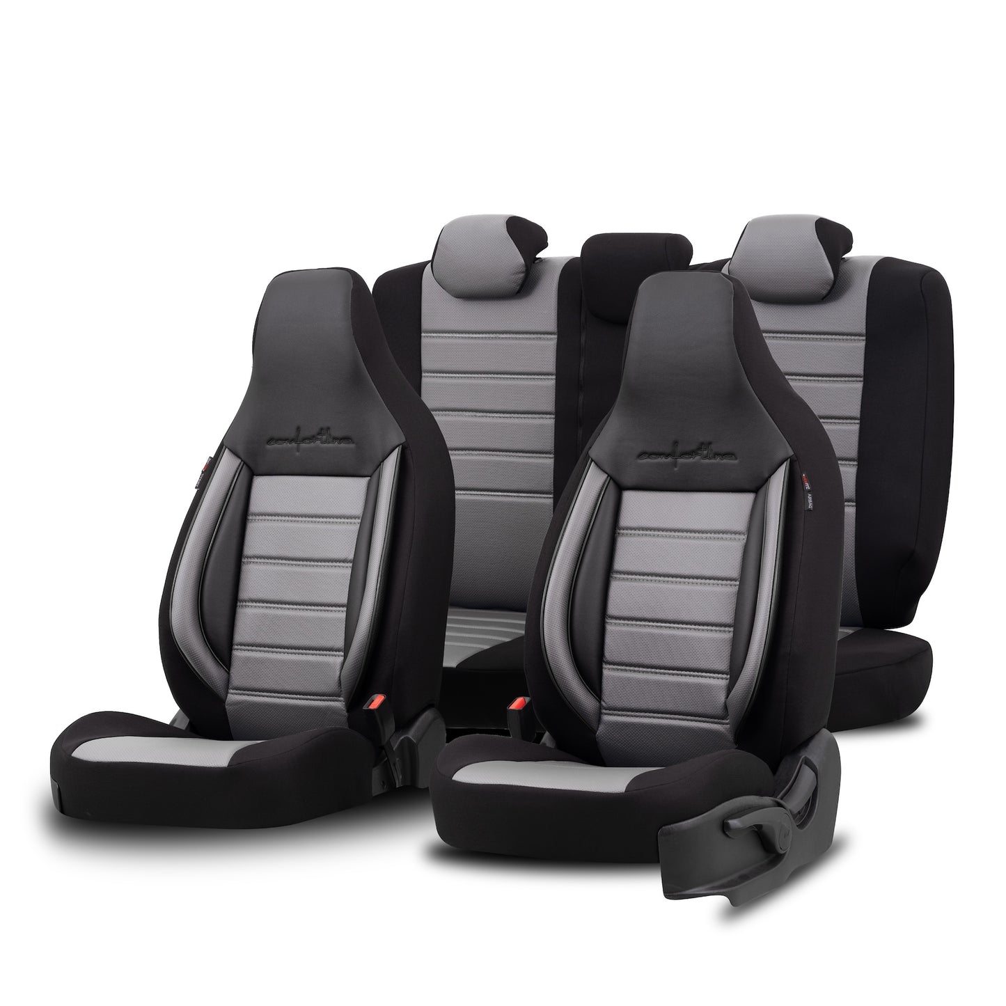 Sada Čalounění Comfortline City – Černá/Šedá, s Eko kůží, pro Přední a Zadní Sedačky (Pro malé městské vozy)
