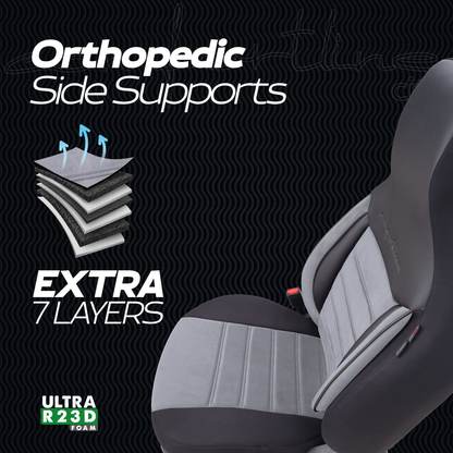 Sada potahů Comfortline City – černá/šedá, s alcantarou, pro přední a zadní sedadla (pro malé městské vozy)