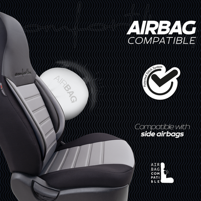 Sada Čalounění Comfortline City – Černá/Šedá, s Eko kůží, pro Přední a Zadní Sedačky (Pro malé městské vozy)