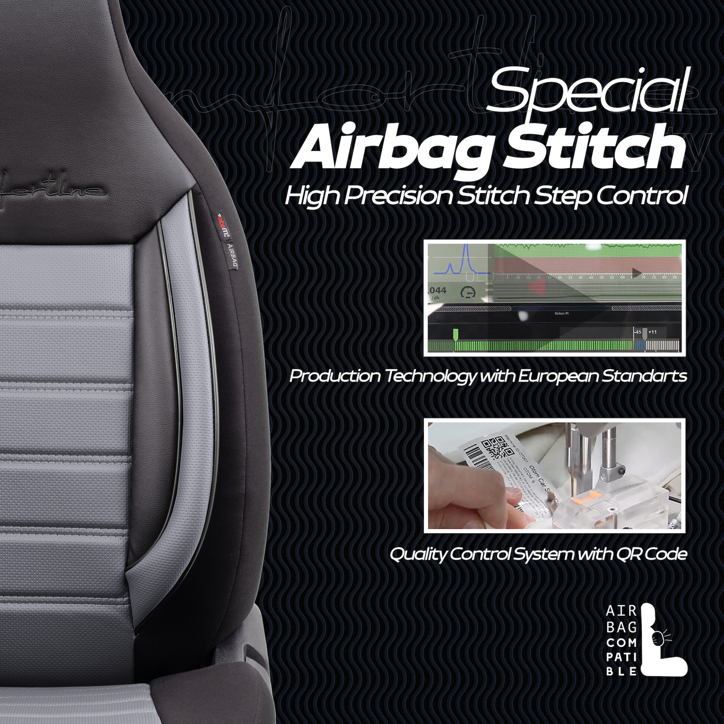 Sada Čalounění Comfortline City – Černá/Šedá, s Eko kůží, pro Přední a Zadní Sedačky (Pro malé městské vozy)