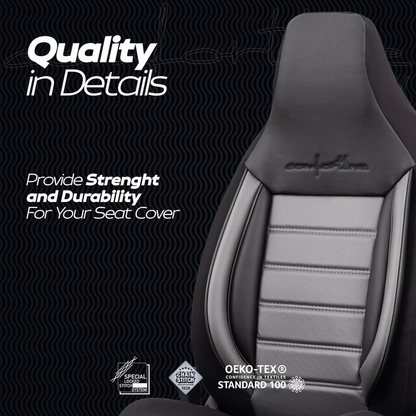 Sada Čalounění Comfortline City – Černá/Šedá, s Eko kůží, pro Přední a Zadní Sedačky (Pro malé městské vozy)