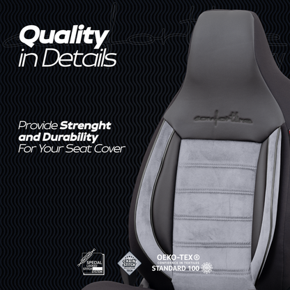 Sada potahů Comfortline City – černá/šedá, s alcantarou, pro přední a zadní sedadla (pro malé městské vozy)