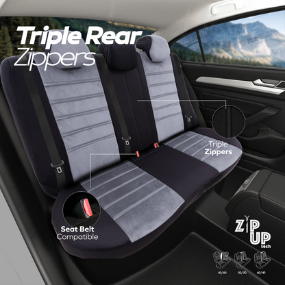 Sada potahů Comfortline City – černá/šedá, s alcantarou, pro přední a zadní sedadla (pro malé městské vozy)