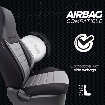 Sada potahů Comfortline City – černá/šedá, s alcantarou, pro přední a zadní sedadla (pro malé městské vozy)