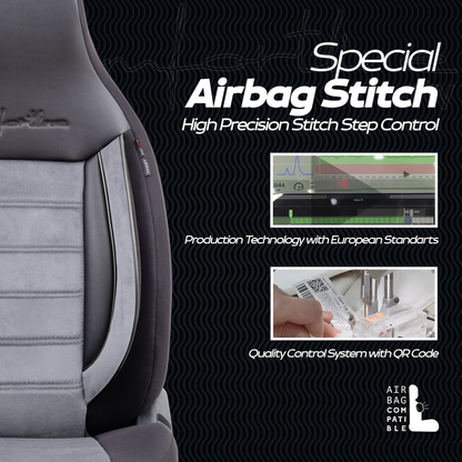 Sada potahů Comfortline City – černá/šedá, s alcantarou, pro přední a zadní sedadla (pro malé městské vozy)