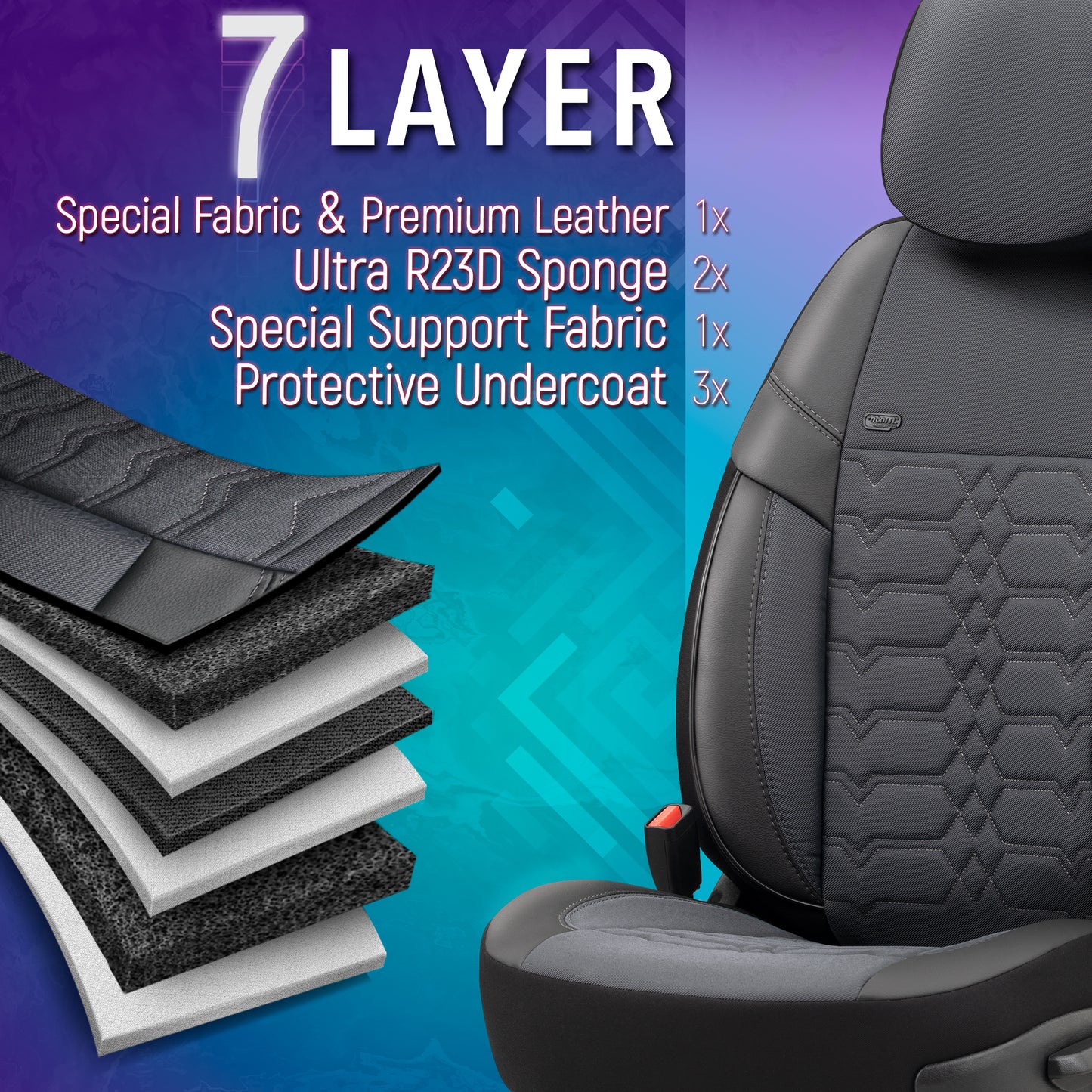 Sada potahů Elegance – Šedá/Černá, Textil, pro přední a zadní sedadla