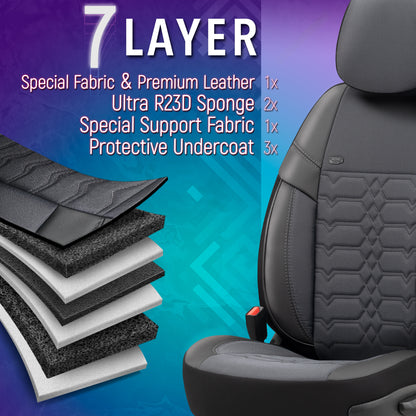 Sada potahů Elegance – Šedá/Černá, Textil, pro přední a zadní sedadla