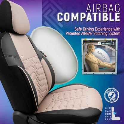 Sada čalounění Elegance – Černá/Béžová, Textilie, pro Přední a Zadní Sedadla