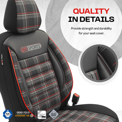 Sada potahů GTI Sports – černá/červená, textil, pro přední a zadní sedadla