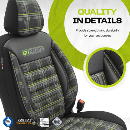 Sada potahů GTI Sports – černá/zelená, textil, pro přední a zadní sedadla
