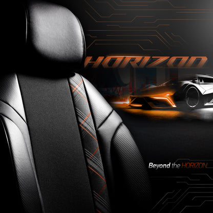Sada potahů Horizon – Černá/Oranžová, Textil/Kůže, pro Přední a Zadní Sedačky