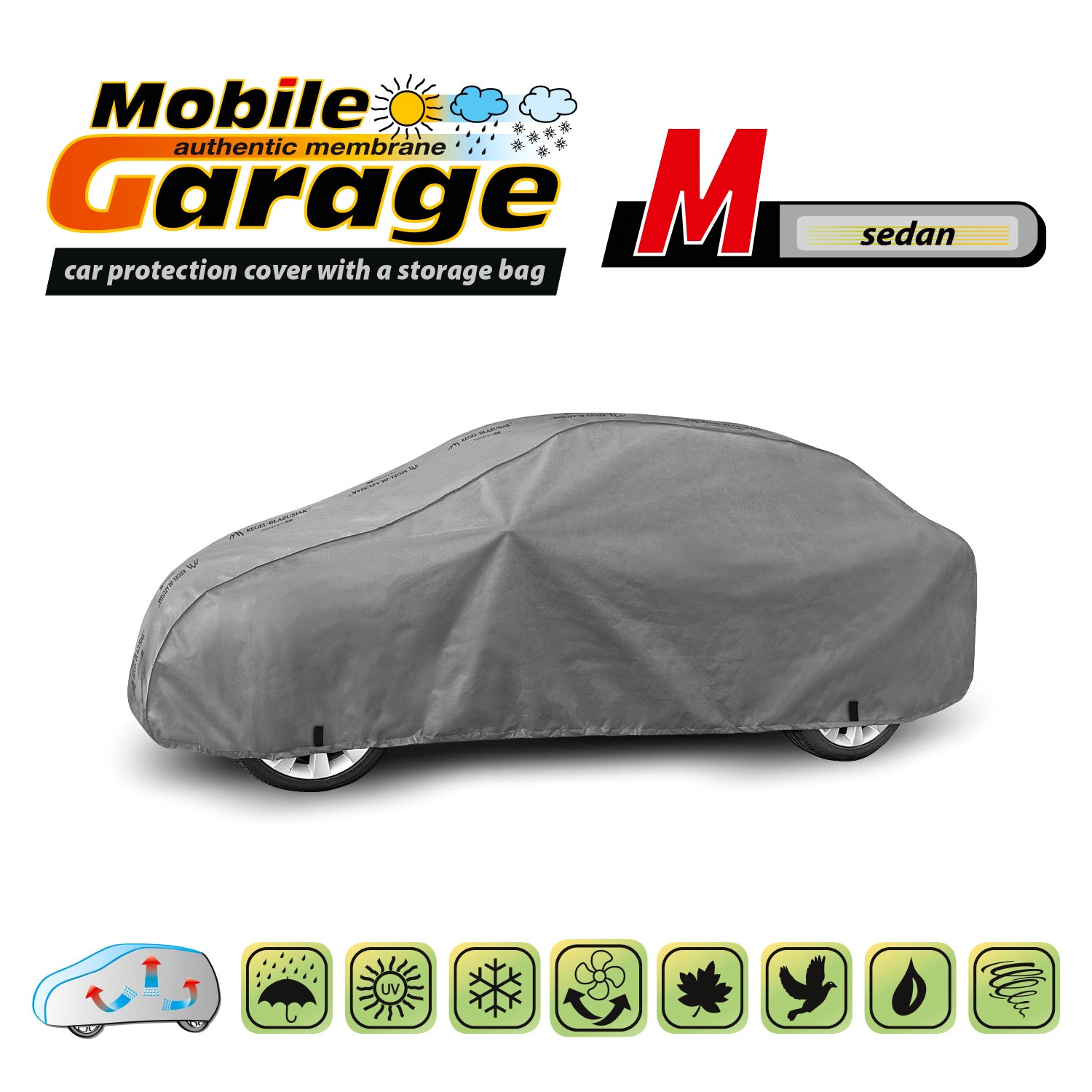 Přikrývka na auto Kegel Mobile velikost M šedá pro sedan 380-425 cm