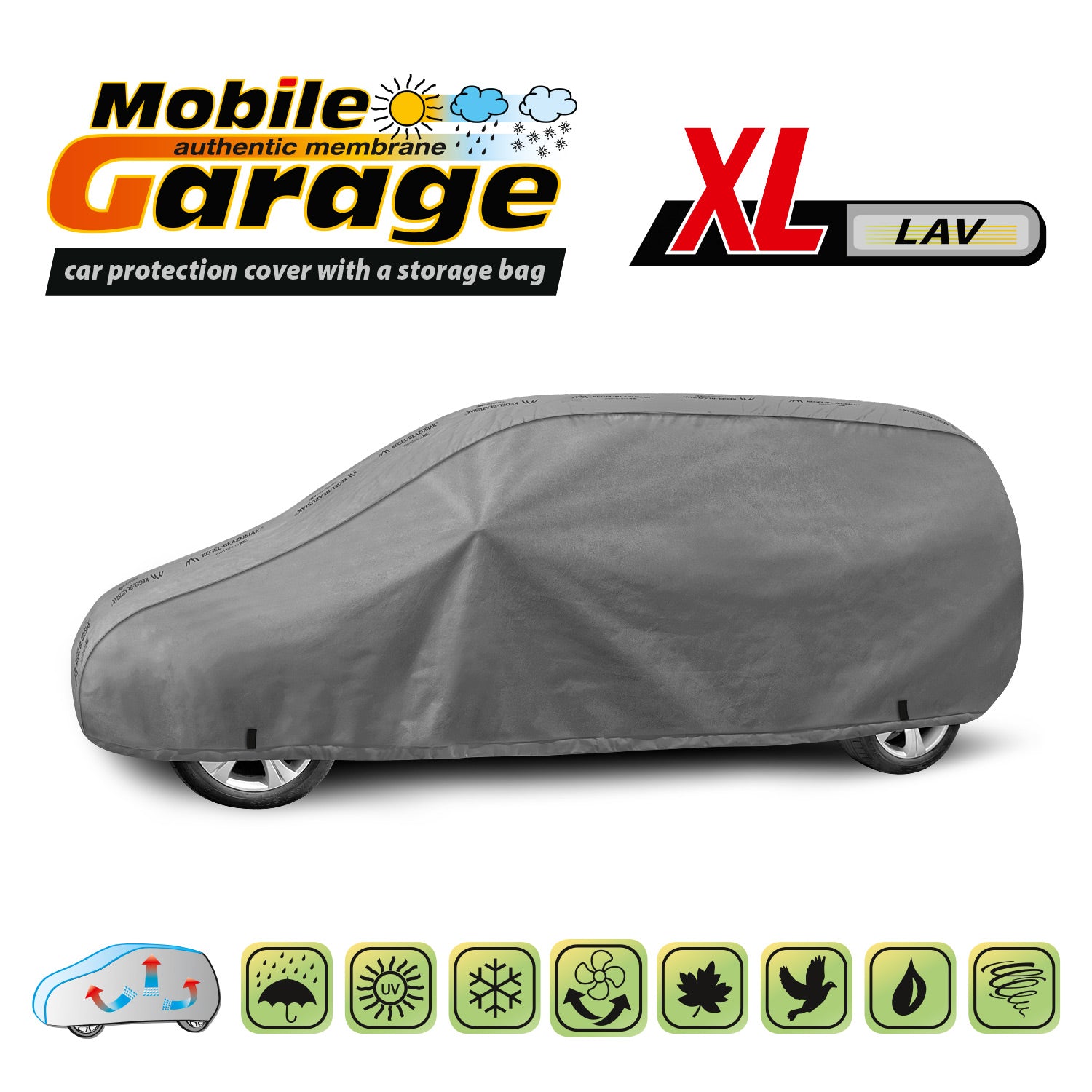 Přikrývka na auto Kegel Mobile velikost XL šedá pro VAN/VOZIDLO 443-463 cm