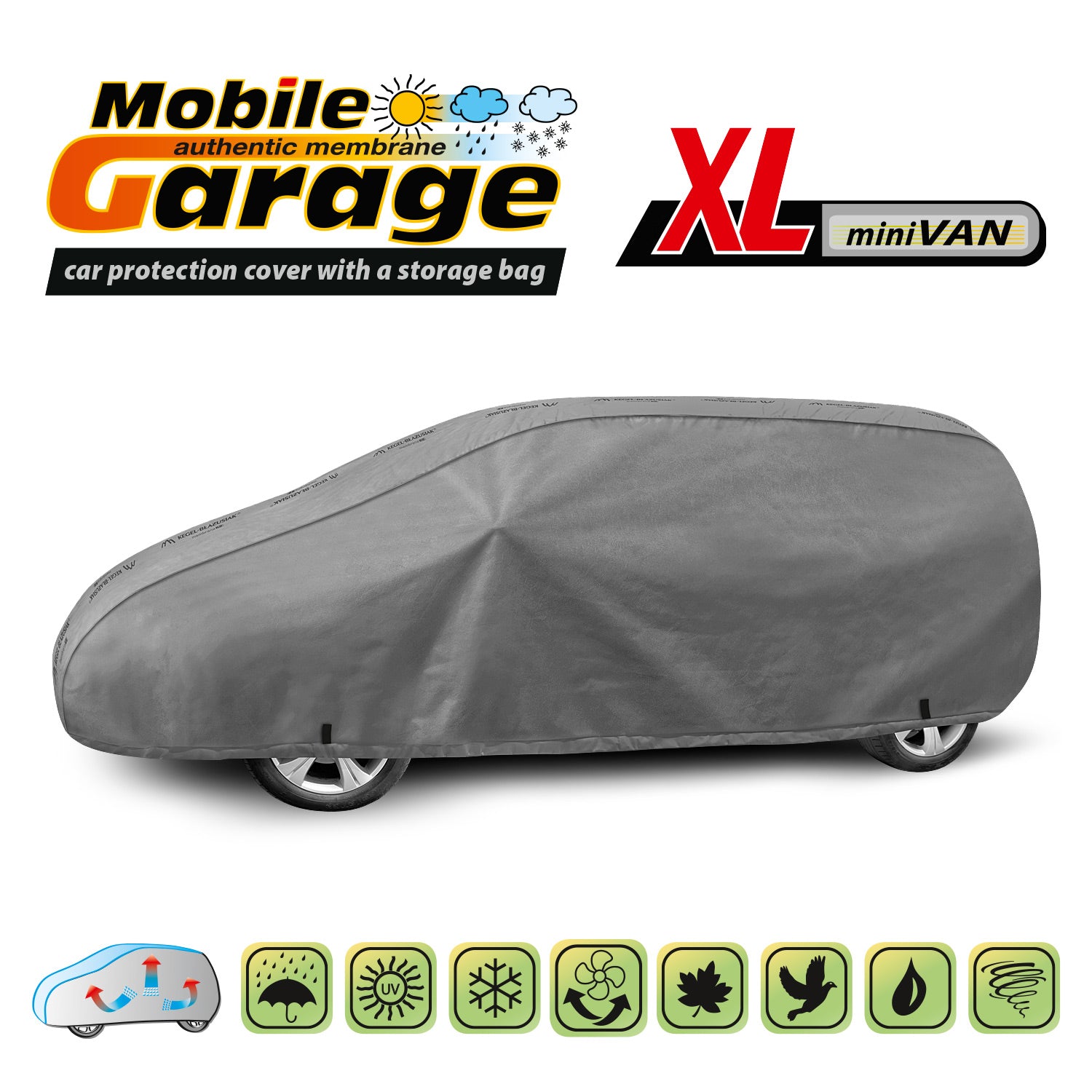 Přikrývka na auto Kegel Mobile velikost XL šedá pro minivan 450-485 cm